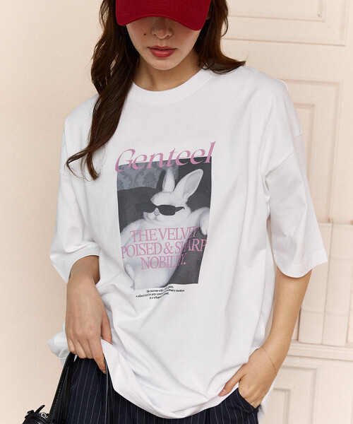 PUBLUX(パブリュクス)の「PUBLUX/パブリュクス <機能性素材>Genteel ラビット プリント Tシャツ 限定展開(Tシャツ/カットソー・レディース・ホワイト/ピンク/チャコールグレー・LARGE/MEDIUM/SMALL)」の13枚目の写真