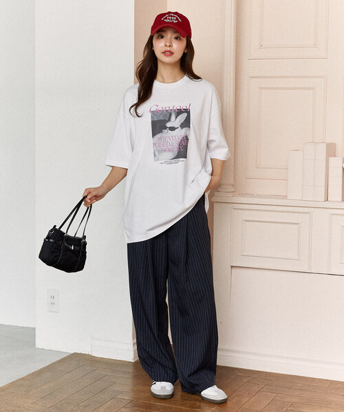 PUBLUX(パブリュクス)の「PUBLUX/パブリュクス <機能性素材>Genteel ラビット プリント Tシャツ 限定展開(Tシャツ/カットソー・レディース・ホワイト/ピンク/チャコールグレー・LARGE/MEDIUM/SMALL)」の14枚目の写真