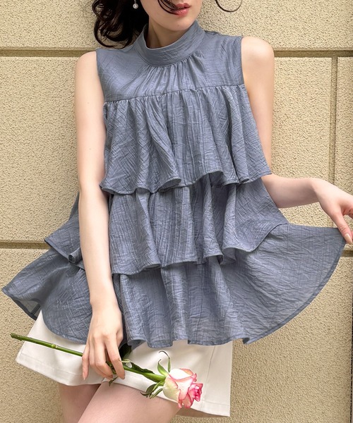 Shannon slub frill top