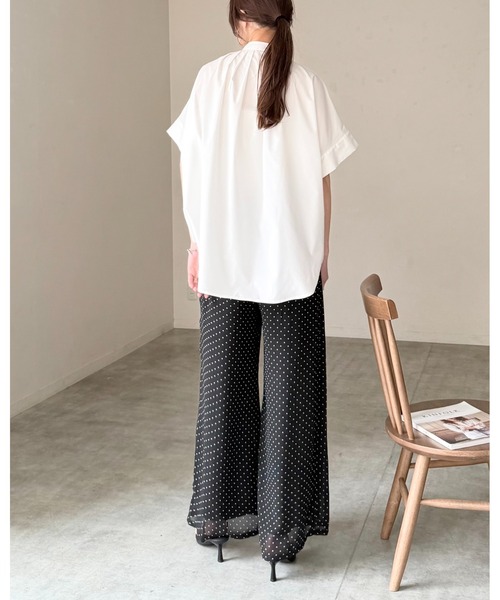 She's Closet(シーズクローゼット)の「水玉 ドット柄 ストレート ロング ワイド パンツ シフォン シアー イージーパンツ(その他パンツ・レディース・ネイビー/ブラック/オフホワイト・FREE)」の13枚目の写真