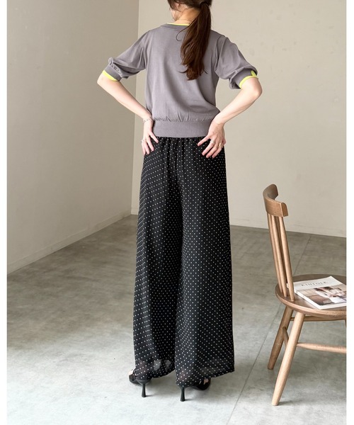She's Closet(シーズクローゼット)の「水玉 ドット柄 ストレート ロング ワイド パンツ シフォン シアー イージーパンツ(その他パンツ・レディース・ネイビー/ブラック/オフホワイト・FREE)」の15枚目の写真