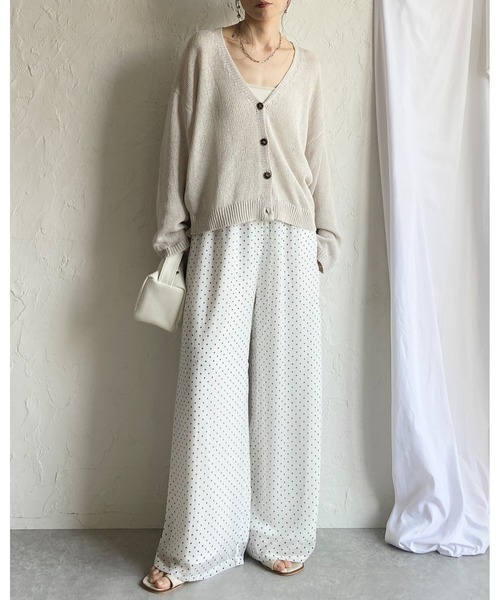 She's Closet(シーズクローゼット)の「水玉 ドット柄 ストレート ロング ワイド パンツ シフォン シアー イージーパンツ(その他パンツ・レディース・ネイビー/ブラック/オフホワイト・FREE)」の18枚目の写真