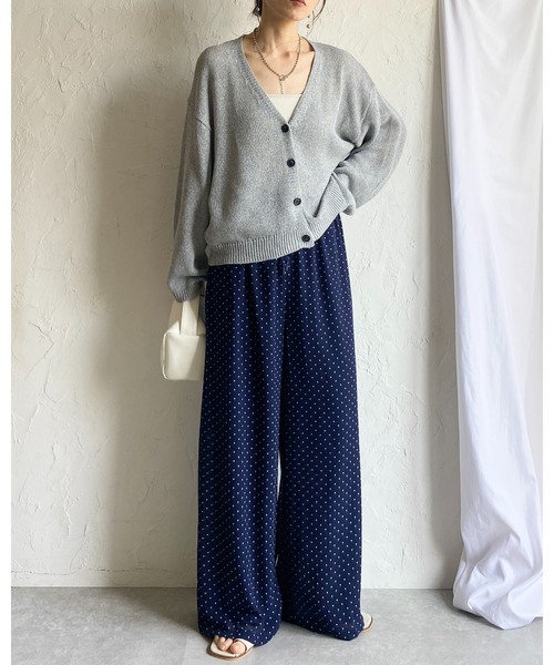 She's Closet(シーズクローゼット)の「水玉 ドット柄 ストレート ロング ワイド パンツ シフォン シアー イージーパンツ(その他パンツ・レディース・ネイビー/ブラック/オフホワイト・FREE)」の20枚目の写真