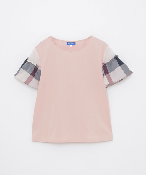 BLUE LABEL CRESTBRIDGE（ブルーレーベルクレストブリッジ）の「【接触冷感】プレーティング天竺チェックスリーブTシャツ（Tシャツ/カットソー・レディース・ブラック/ベビーピンク/ホワイト/ダークネイビー・38/40）」の22枚目の写真