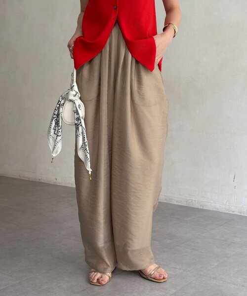 DouDou（ドゥドゥ）の「【WEB限定】オーガンジータックパンツ（その他パンツ・レディース・グレイッシュベージュ/ブラウン/ブラック・FREE）」の3枚目の写真
