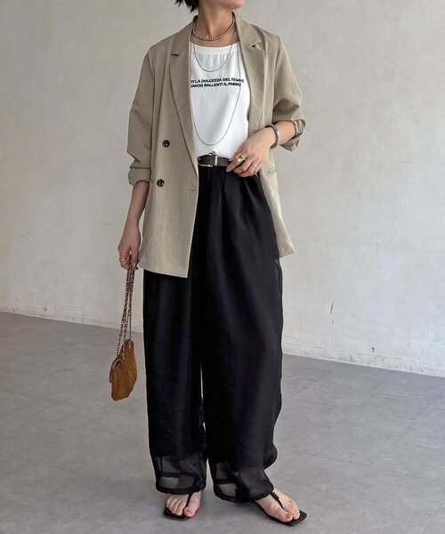 DouDou（ドゥドゥ）の「【WEB限定】オーガンジータックパンツ（その他パンツ・レディース・グレイッシュベージュ/ブラウン/ブラック・FREE）」の5枚目の写真