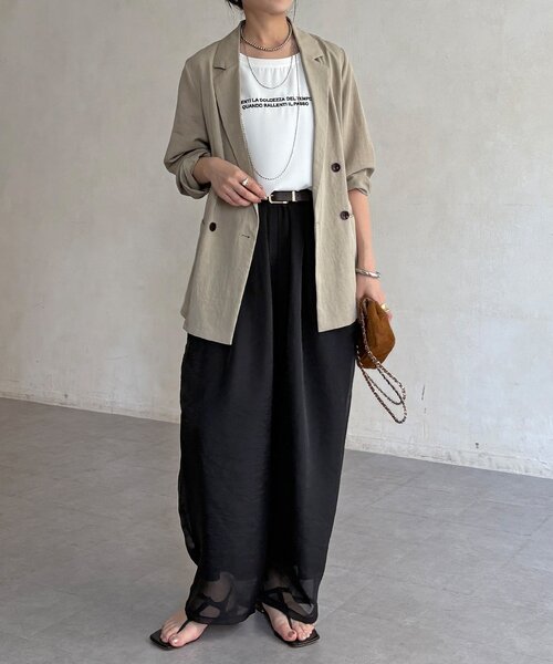 DouDou（ドゥドゥ）の「【WEB限定】オーガンジータックパンツ（その他パンツ・レディース・グレイッシュベージュ/ブラウン/ブラック・FREE）」の6枚目の写真