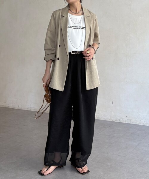 DouDou（ドゥドゥ）の「【WEB限定】オーガンジータックパンツ（その他パンツ・レディース・グレイッシュベージュ/ブラウン/ブラック・FREE）」の7枚目の写真