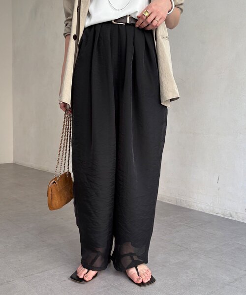 DouDou（ドゥドゥ）の「【WEB限定】オーガンジータックパンツ（その他パンツ・レディース・グレイッシュベージュ/ブラウン/ブラック・FREE）」の9枚目の写真