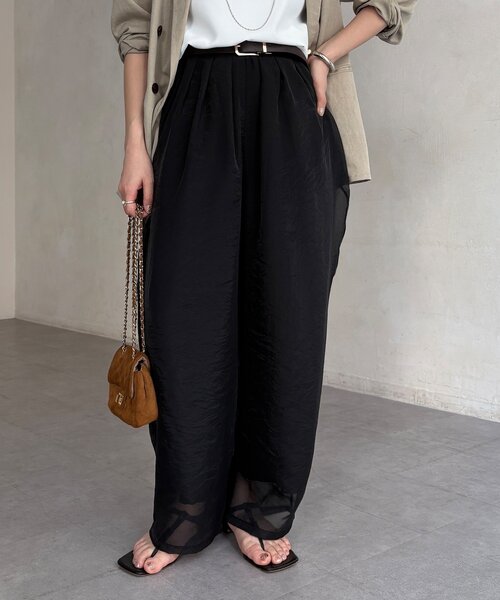 DouDou（ドゥドゥ）の「【WEB限定】オーガンジータックパンツ（その他パンツ・レディース・グレイッシュベージュ/ブラウン/ブラック・FREE）」の10枚目の写真