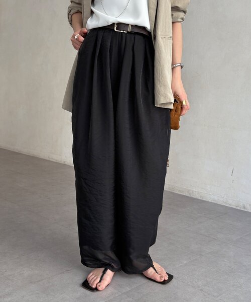 DouDou（ドゥドゥ）の「【WEB限定】オーガンジータックパンツ（その他パンツ・レディース・グレイッシュベージュ/ブラウン/ブラック・FREE）」の11枚目の写真