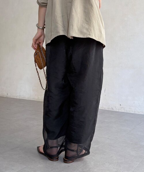 DouDou（ドゥドゥ）の「【WEB限定】オーガンジータックパンツ（その他パンツ・レディース・グレイッシュベージュ/ブラウン/ブラック・FREE）」の12枚目の写真