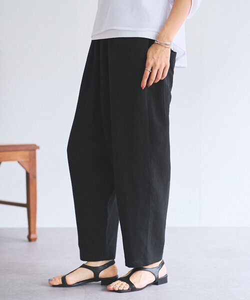 BEARDSLEY(ビアズリー)の「リネンバレルパンツ(その他パンツ・レディース・ベージュ/ブラック・0/1)」の2枚目の写真