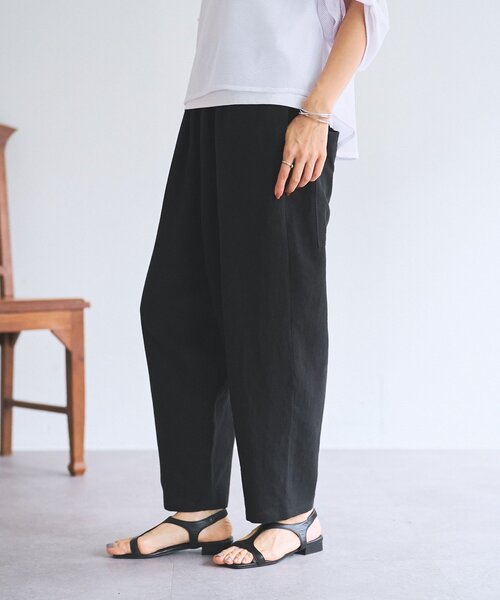 BEARDSLEY(ビアズリー)の「リネンバレルパンツ(その他パンツ・レディース・ベージュ/ブラック・0/1)」の4枚目の写真
