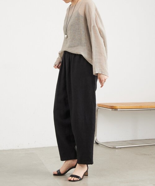 BEARDSLEY(ビアズリー)の「リネンバレルパンツ(その他パンツ・レディース・ベージュ/ブラック・0/1)」の11枚目の写真