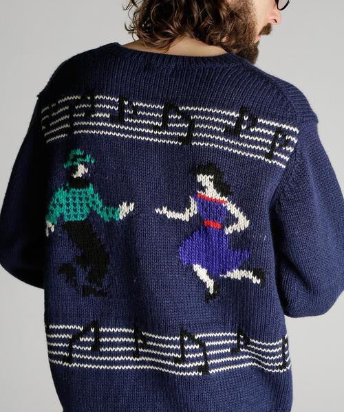 Schott(ショット)の「Schott/ショット/CREW KNIT "SHEET MUSIC"/クルー ニット "シート ミュージック"(ニット/セーター・メンズ・グレー/ネイビー・M/L/XL)」の2枚目の写真