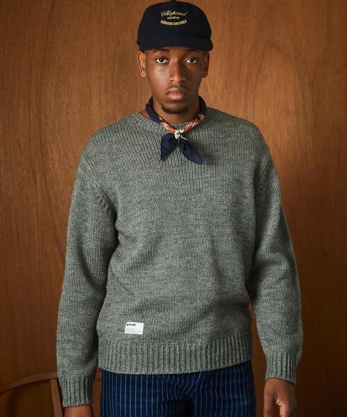Schott(ショット)の「Schott/ショット/CREW KNIT "SHEET MUSIC"/クルー ニット "シート ミュージック"(ニット/セーター・メンズ・グレー/ネイビー・M/L/XL)」の4枚目の写真