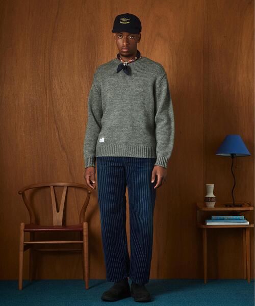 Schott(ショット)の「Schott/ショット/CREW KNIT "SHEET MUSIC"/クルー ニット "シート ミュージック"(ニット/セーター・メンズ・グレー/ネイビー・M/L/XL)」の6枚目の写真
