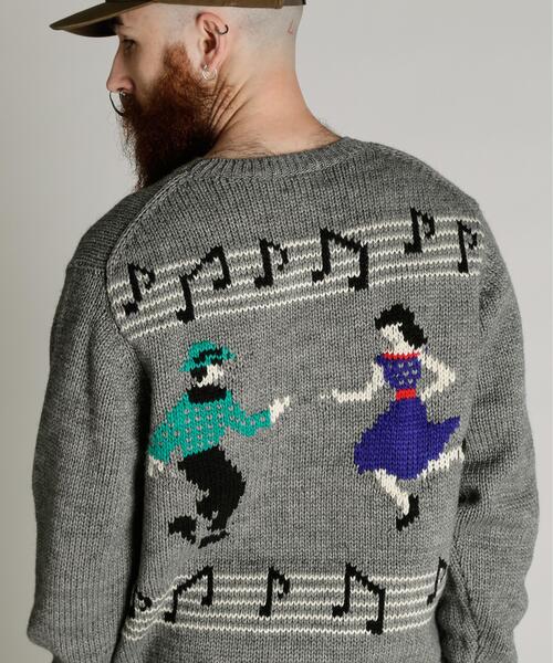 Schott(ショット)の「Schott/ショット/CREW KNIT "SHEET MUSIC"/クルー ニット "シート ミュージック"(ニット/セーター・メンズ・グレー/ネイビー・M/L/XL)」の7枚目の写真