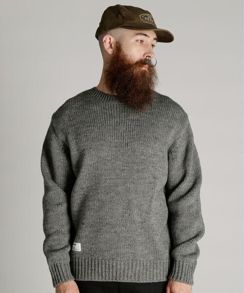 Schott(ショット)の「Schott/ショット/CREW KNIT "SHEET MUSIC"/クルー ニット "シート ミュージック"(ニット/セーター・メンズ・グレー/ネイビー・M/L/XL)」の8枚目の写真