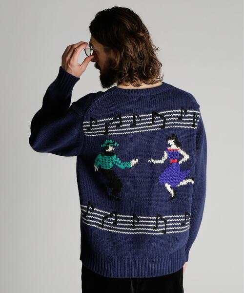 Schott(ショット)の「Schott/ショット/CREW KNIT "SHEET MUSIC"/クルー ニット "シート ミュージック"(ニット/セーター・メンズ・グレー/ネイビー・M/L/XL)」の15枚目の写真