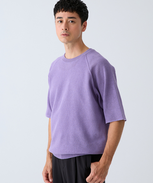 EDIFICE(エディフィス)の「ドライコットン ハーフスリーブ ニット(Tシャツ/カットソー・メンズ・パープル/イエロー/グレー/ブラック系その他・MEDIUM/LARGE)」の20枚目の写真