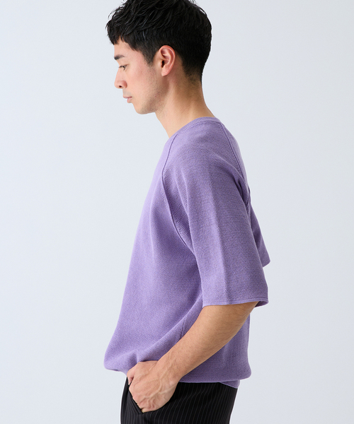 EDIFICE(エディフィス)の「ドライコットン ハーフスリーブ ニット(Tシャツ/カットソー・メンズ・パープル/イエロー/グレー/ブラック系その他・MEDIUM/LARGE)」の21枚目の写真