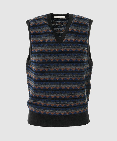 LEMAIRE(ルメール)の「V NECK JACQUARD VEST(ベスト・メンズ・ブラック・S/M)」の1枚目の写真
