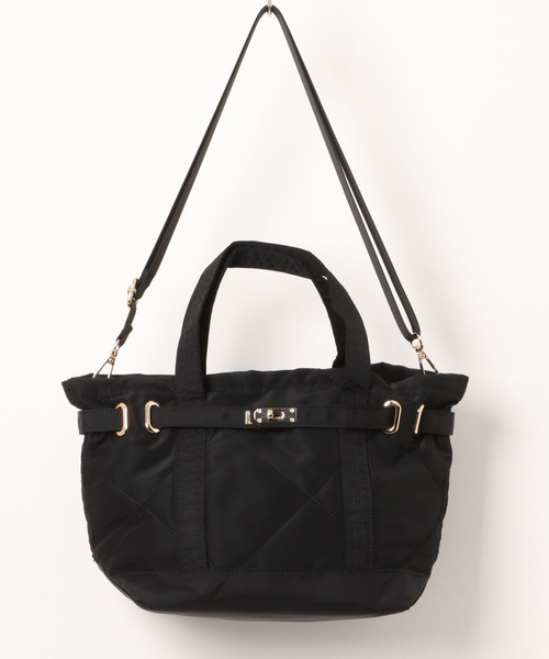cache cache（カシュ カシュ）の「カシュカシュ cachecache / ヒネリ金具2wayナイロンキルティングトートM（トートバッグ・レディース・ベージュ/チョコ/ブラック・FREE）」の14枚目の写真