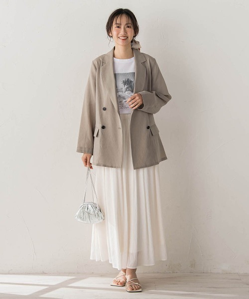 Droite lautreamont(ドロワットロートレアモン)の「シアー麻調合繊ジャケット(テーラードジャケット・レディース・ライトグレー/ベージュ/ネイビー・S/M)」の16枚目の写真
