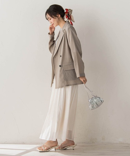 Droite lautreamont(ドロワットロートレアモン)の「シアー麻調合繊ジャケット(テーラードジャケット・レディース・ライトグレー/ベージュ/ネイビー・S/M)」の18枚目の写真