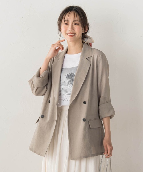 Droite lautreamont(ドロワットロートレアモン)の「シアー麻調合繊ジャケット(テーラードジャケット・レディース・ライトグレー/ベージュ/ネイビー・S/M)」の13枚目の写真