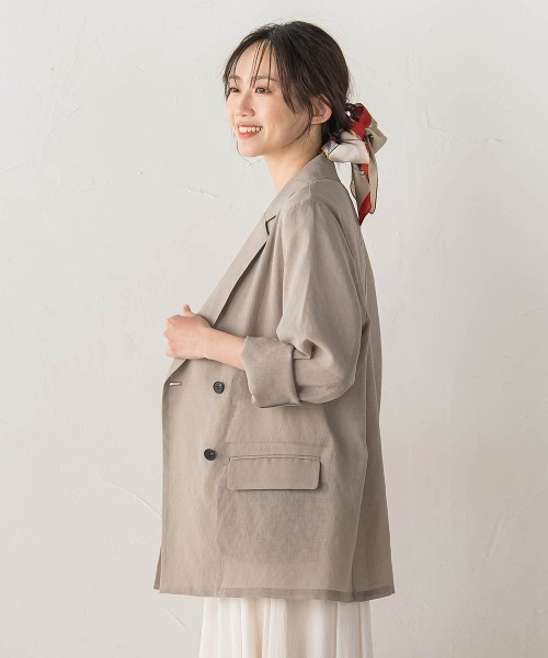 Droite lautreamont(ドロワットロートレアモン)の「シアー麻調合繊ジャケット(テーラードジャケット・レディース・ライトグレー/ベージュ/ネイビー・S/M)」の14枚目の写真