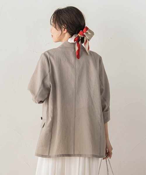 Droite lautreamont(ドロワットロートレアモン)の「シアー麻調合繊ジャケット(テーラードジャケット・レディース・ライトグレー/ベージュ/ネイビー・S/M)」の15枚目の写真