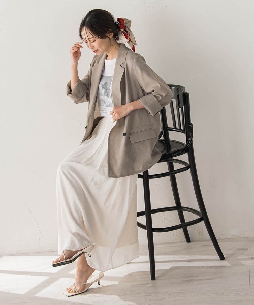 Droite lautreamont(ドロワットロートレアモン)の「シアー麻調合繊ジャケット(テーラードジャケット・レディース・ライトグレー/ベージュ/ネイビー・S/M)」の20枚目の写真