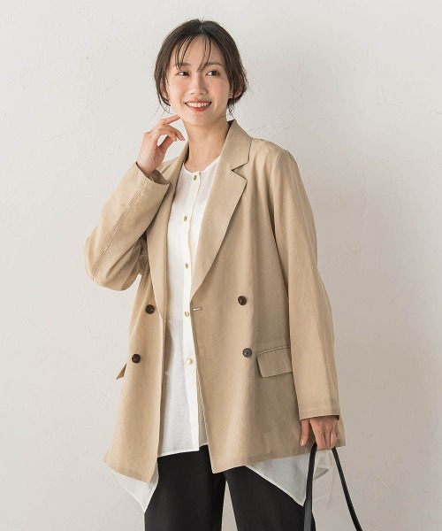 Droite lautreamont(ドロワットロートレアモン)の「シアー麻調合繊ジャケット(テーラードジャケット・レディース・ライトグレー/ベージュ/ネイビー・S/M)」の22枚目の写真