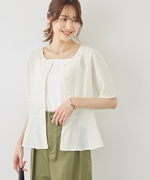 ROPE' PICNIC(ロペピクニック)の「前後2WAYカットジャガードカーディガントップス(カーディガン/ボレロ・レディース・ネイビー/オフホワイト・FREE)」の22枚目の写真