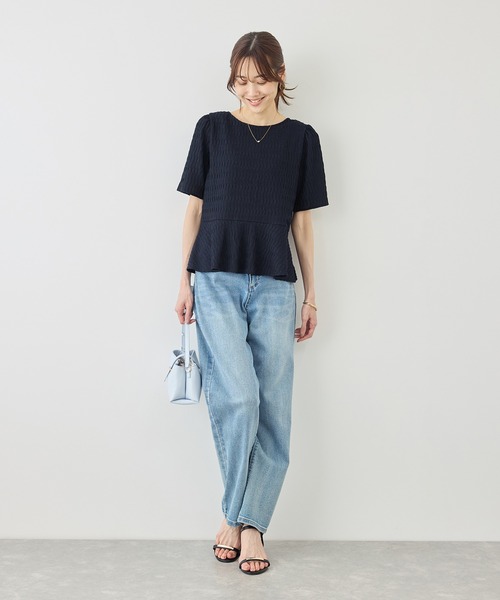 ROPE' PICNIC(ロペピクニック)の「前後2WAYカットジャガードカーディガントップス(カーディガン/ボレロ・レディース・ネイビー/オフホワイト・FREE)」の9枚目の写真