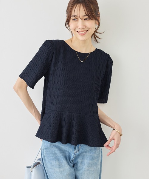 ROPE' PICNIC(ロペピクニック)の「前後2WAYカットジャガードカーディガントップス(カーディガン/ボレロ・レディース・ネイビー/オフホワイト・FREE)」の10枚目の写真