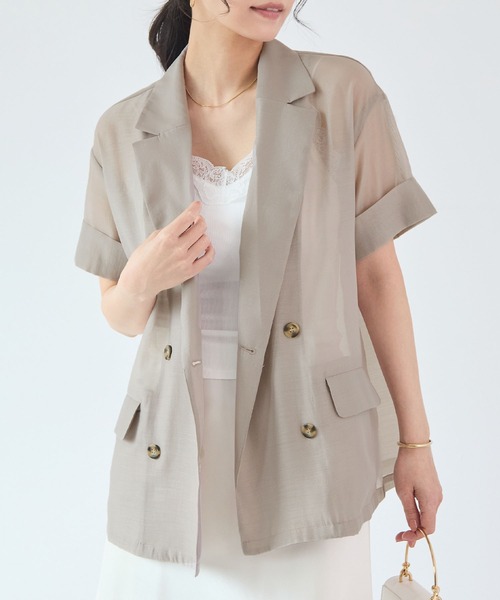 Futier land(フューティアランド)の「シアーテーラードジャケット(テーラードジャケット・レディース・ブラック/ライトベージュ/グレイッシュベージュ/ブラウン・MEDIUM)」の21枚目の写真