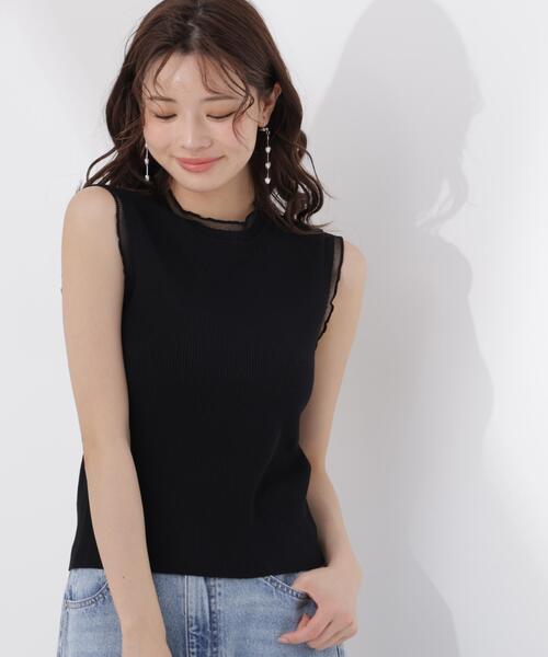 PROPORTION BODY DRESSING（プロポーションボディドレッシング）の「【中川紅葉さん着用】部分シアーノースリーブニット / 1216270501【WEB限定カラーあり】（ニット/セーター・レディース・ブラック/グリーン/レッド/ホワイト系その他・FREE）」の3枚目の写真