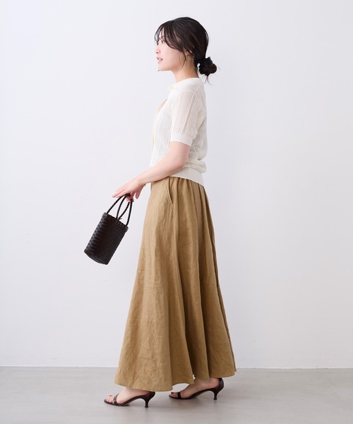 MICA&DEAL（マイカ＆ディール）の「透かし柄ポロニット（ニット/セーター・レディース・オフホワイト/キャメル/ブラック・FREE）」の11枚目の写真