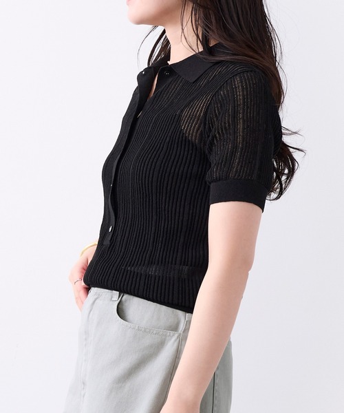 MICA&DEAL（マイカ＆ディール）の「透かし柄ポロニット（ニット/セーター・レディース・オフホワイト/キャメル/ブラック・FREE）」の22枚目の写真