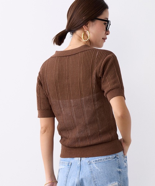 MICA&DEAL（マイカ＆ディール）の「透かし柄ポロニット（ニット/セーター・レディース・オフホワイト/キャメル/ブラック・FREE）」の15枚目の写真