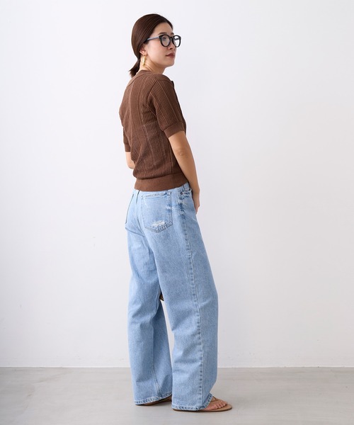 MICA&DEAL（マイカ＆ディール）の「透かし柄ポロニット（ニット/セーター・レディース・オフホワイト/キャメル/ブラック・FREE）」の18枚目の写真