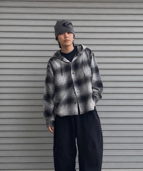 ZOZOMARKET by ren(ゾゾマーケットバイレン)の「【インフルエンサー renセレクト】チェックシャツパーカー(シャツ/ブラウス・メンズ・ホワイト×グレー/ブラック/ブラウン・M/L)」の8枚目の写真