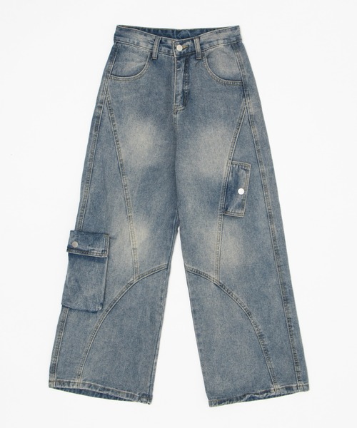 Figments(フィグメンツ)の「アシメフラップバギー(デニムパンツ・レディース・ブラック/インディゴブルー・MEDIUM/SMALL/LARGE)」の8枚目の写真