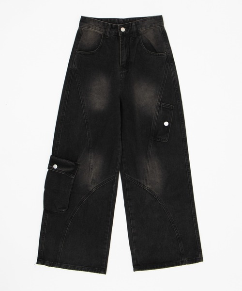 Figments(フィグメンツ)の「アシメフラップバギー(デニムパンツ・レディース・ブラック/インディゴブルー・MEDIUM/SMALL/LARGE)」の16枚目の写真