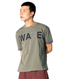 XTONZ（エクストーンズ）の「XTT163 ウェーブチェックロールアップTシャツ (カーキ)（Tシャツ/カットソー）」