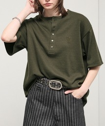 Tシャツ/カットソー（ブラウン/茶色系・ヘンリーネック）ファッション